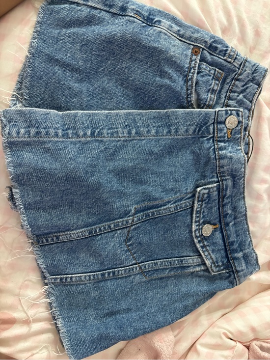 Zara Pants - Zara Blue Denim Mini Skirt with Frayed Hem